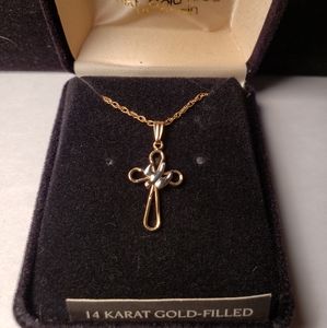 14 Karat Gold-Filled Cross Necklace, Bob Siemon, 18" chain, brand new